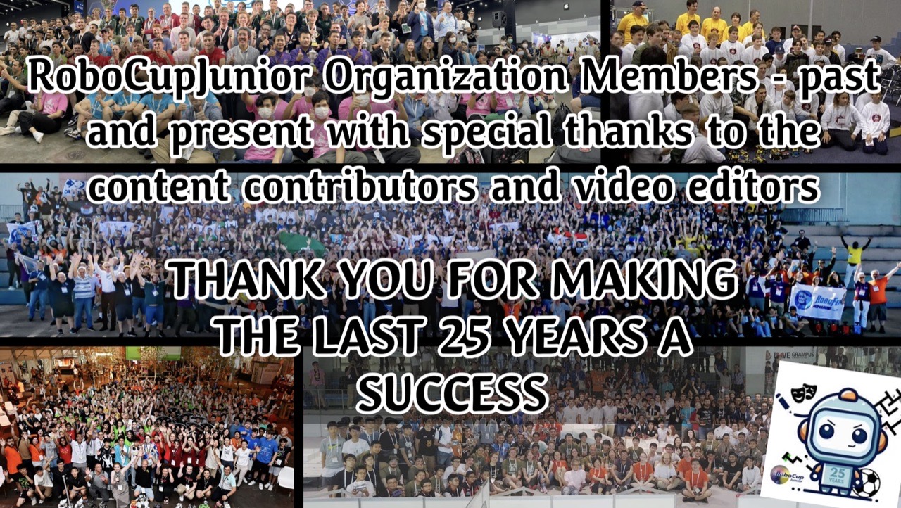 RoboCupJunior 25 years — a thank-you collage of participants, past and present
